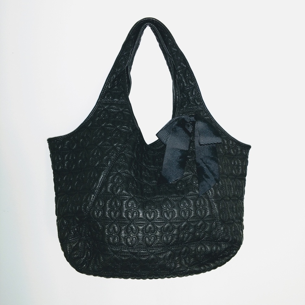 Duex Lux Black Quiltef Large Shoulder Bag